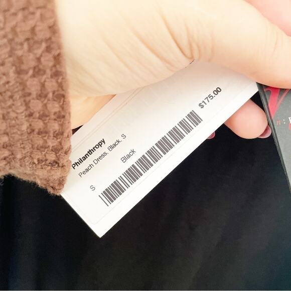 n:Philanthropy Black Sleeveless Crewneck Side Ruching Peach Dress Size S NEW - Picture 5 of 10